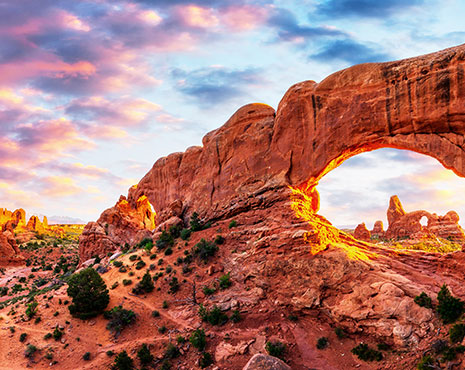 Arches National Park, Utah at sunset