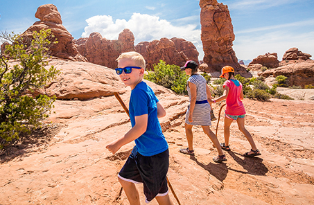 Family exploring national park