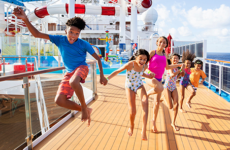 Kids on Carnival ship deck