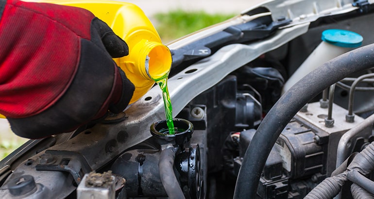 Adding antifreeze to vehicle