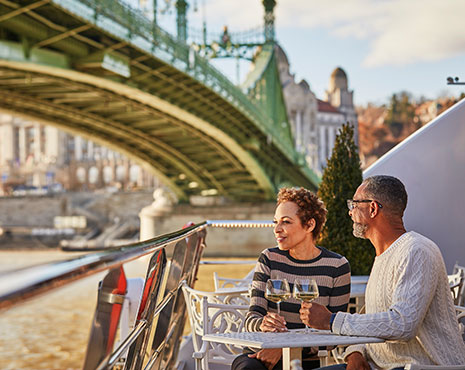 Couple on deck of a river cruise ship