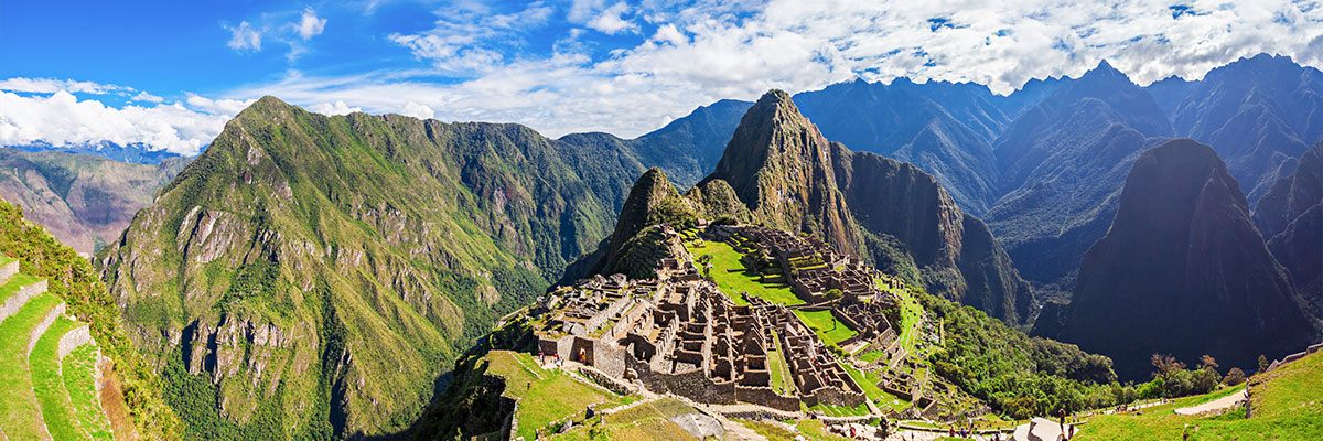 Machu Picchu mountain ridge located in southern Peru.
